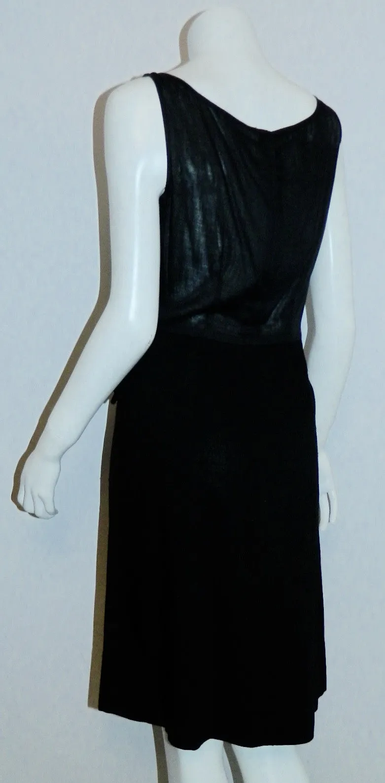 1960s black silk Abe Schrader day dress vintage bow top jacket XS