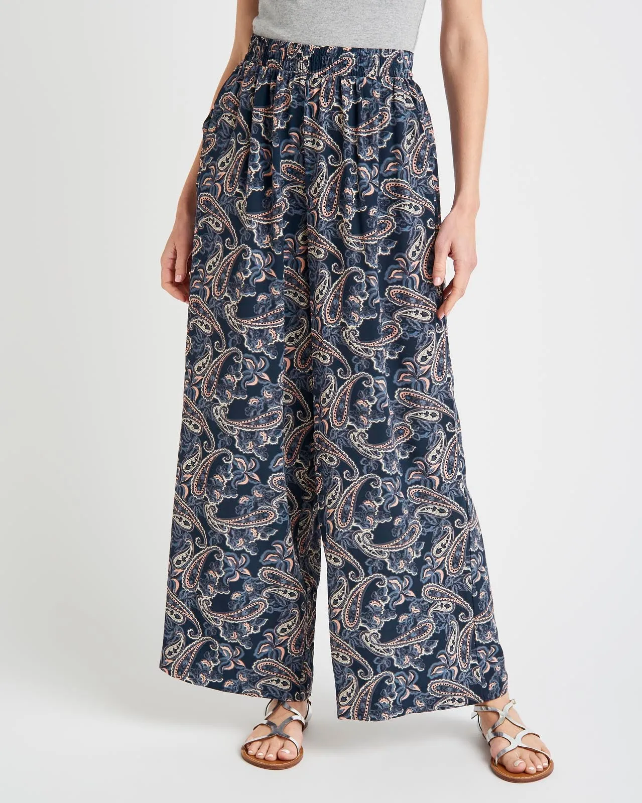 Alessandra Paisley Silk Wide Leg Pant