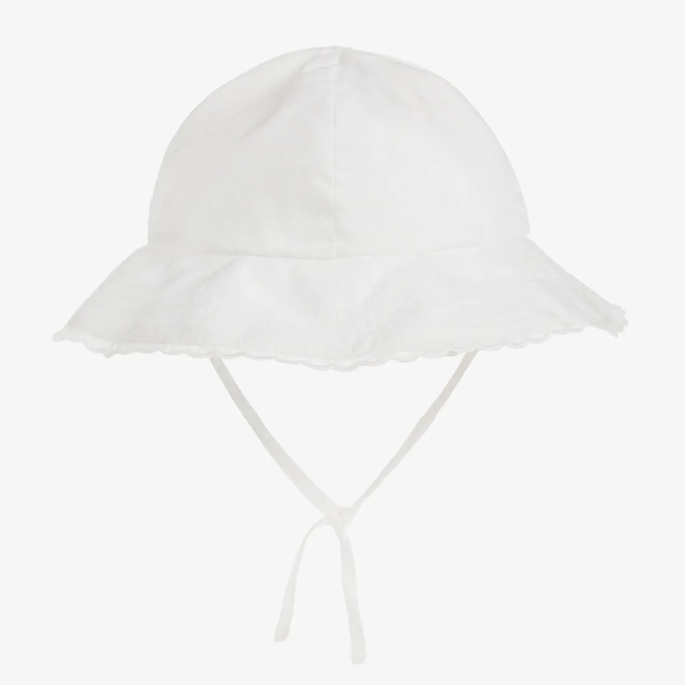 Baby Girls Ivory Cotton Sun Hat