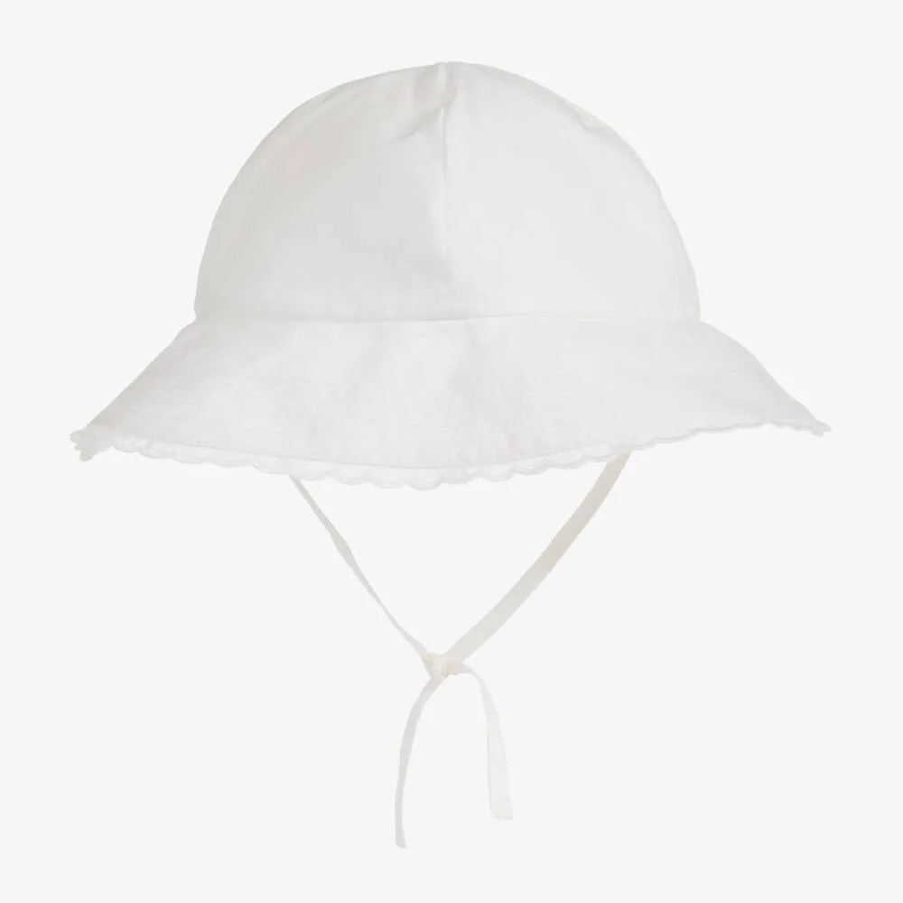 Baby Girls Ivory Cotton Sun Hat