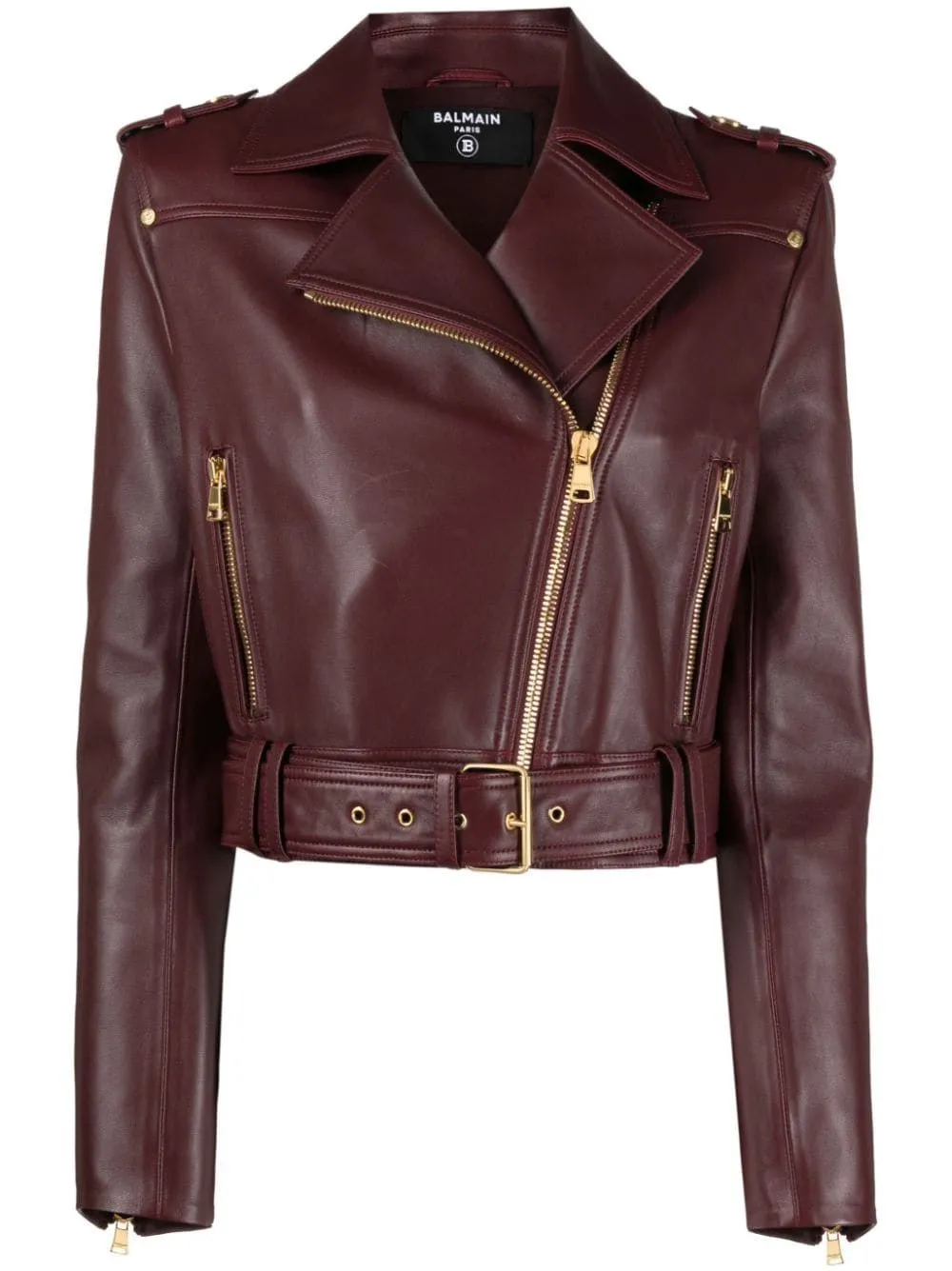 BALMAIN Women's Pink & Purple Leather Biker Jacket - FW23