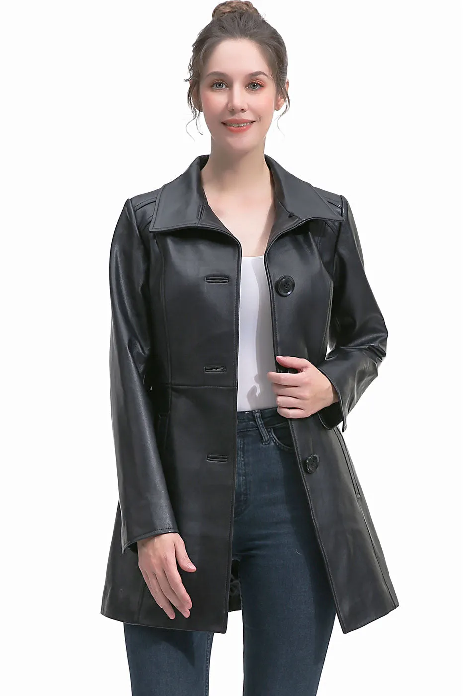 BGSD Women Sarai Lambskin Leather Coat