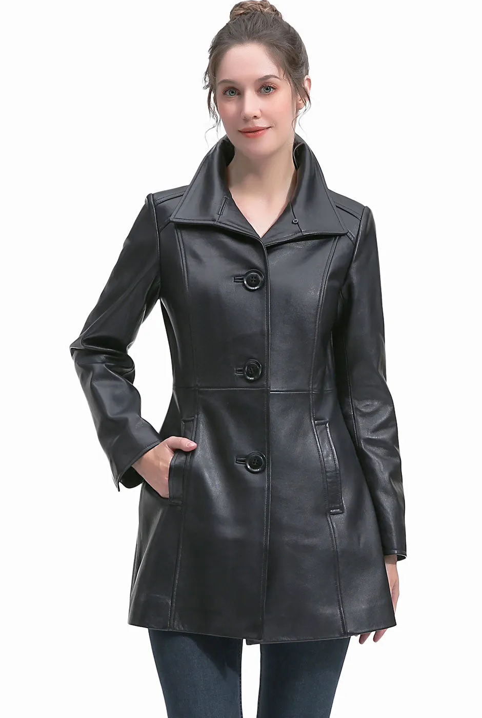 BGSD Women Sarai Lambskin Leather Coat