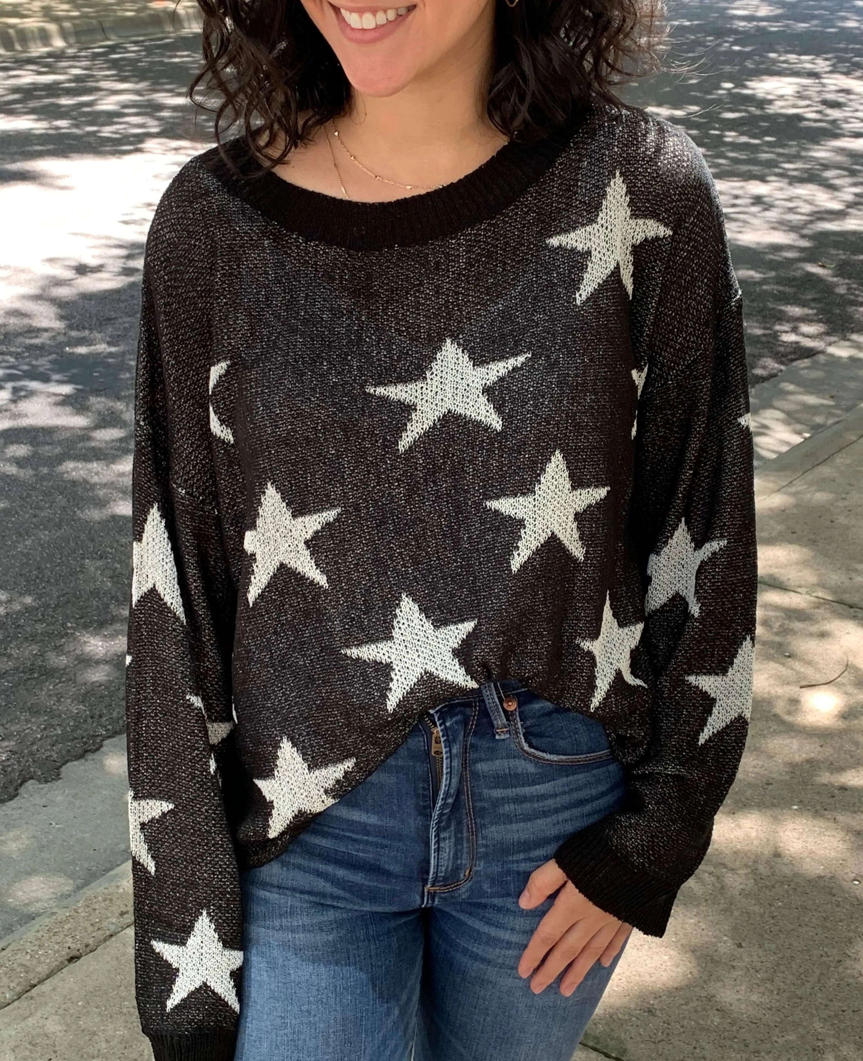 Black and White Star Top