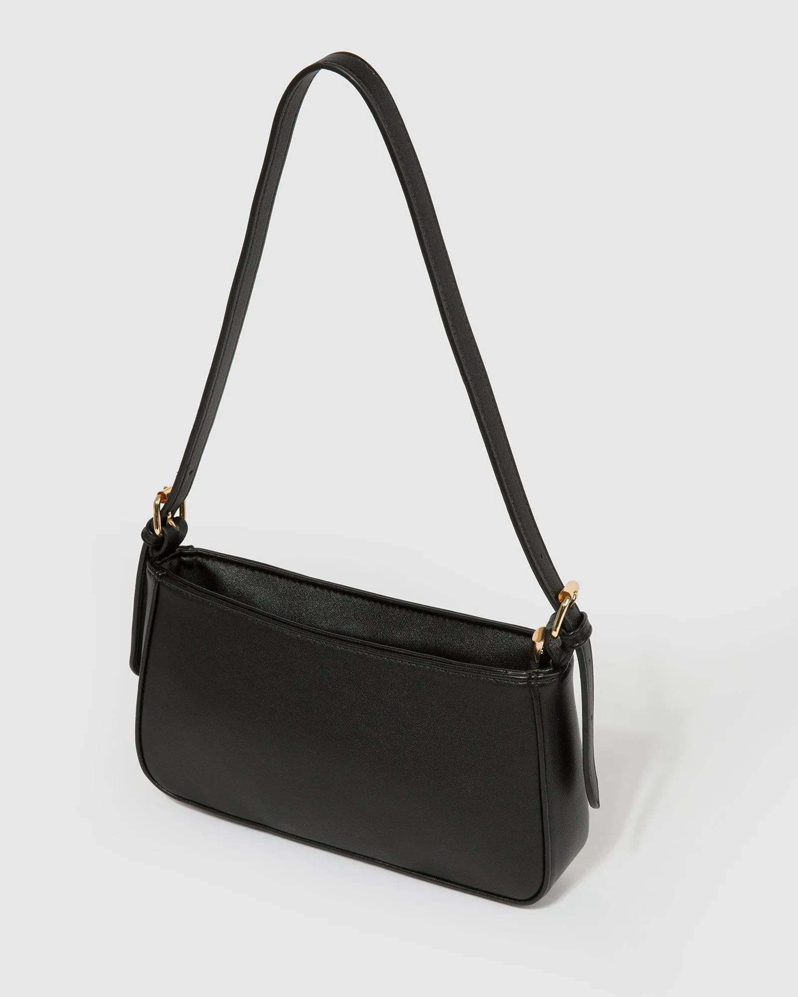 Black Frankie Buckle Strap Shoulder Bag