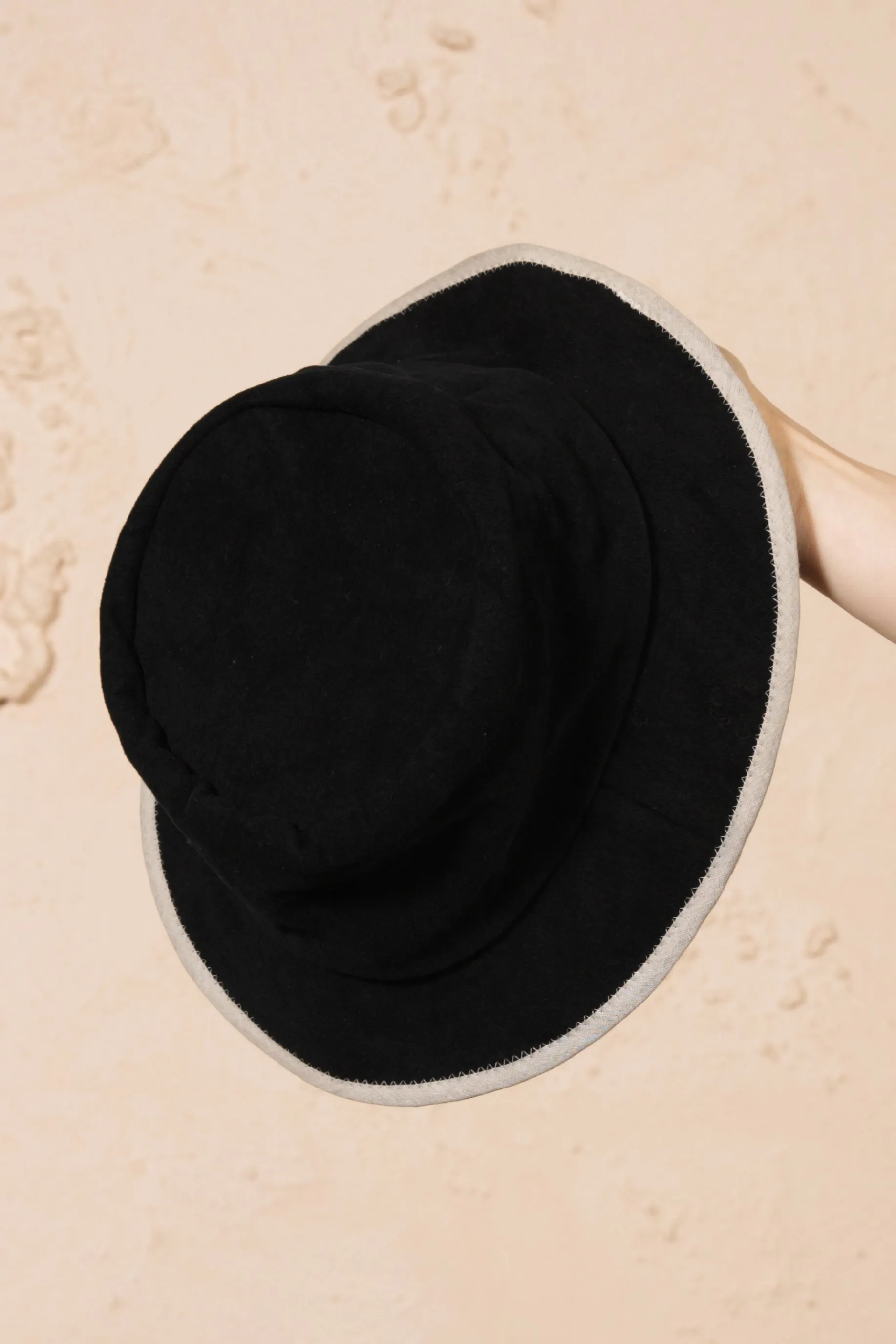 Black Hat with Beige Trim