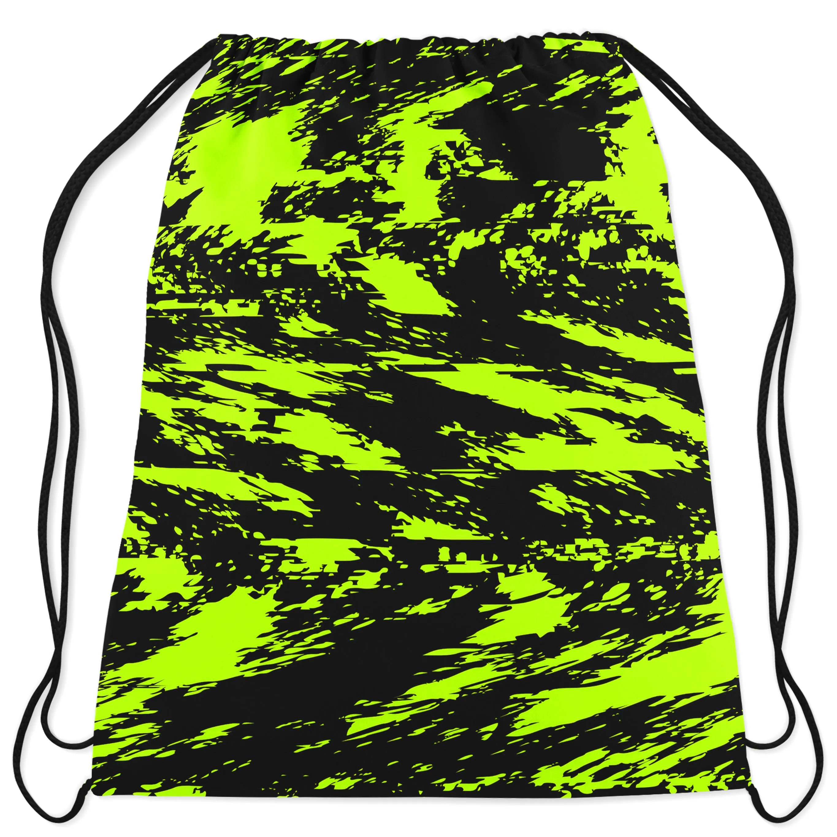 Black Lime Bolt Glitch Drawstring Bag