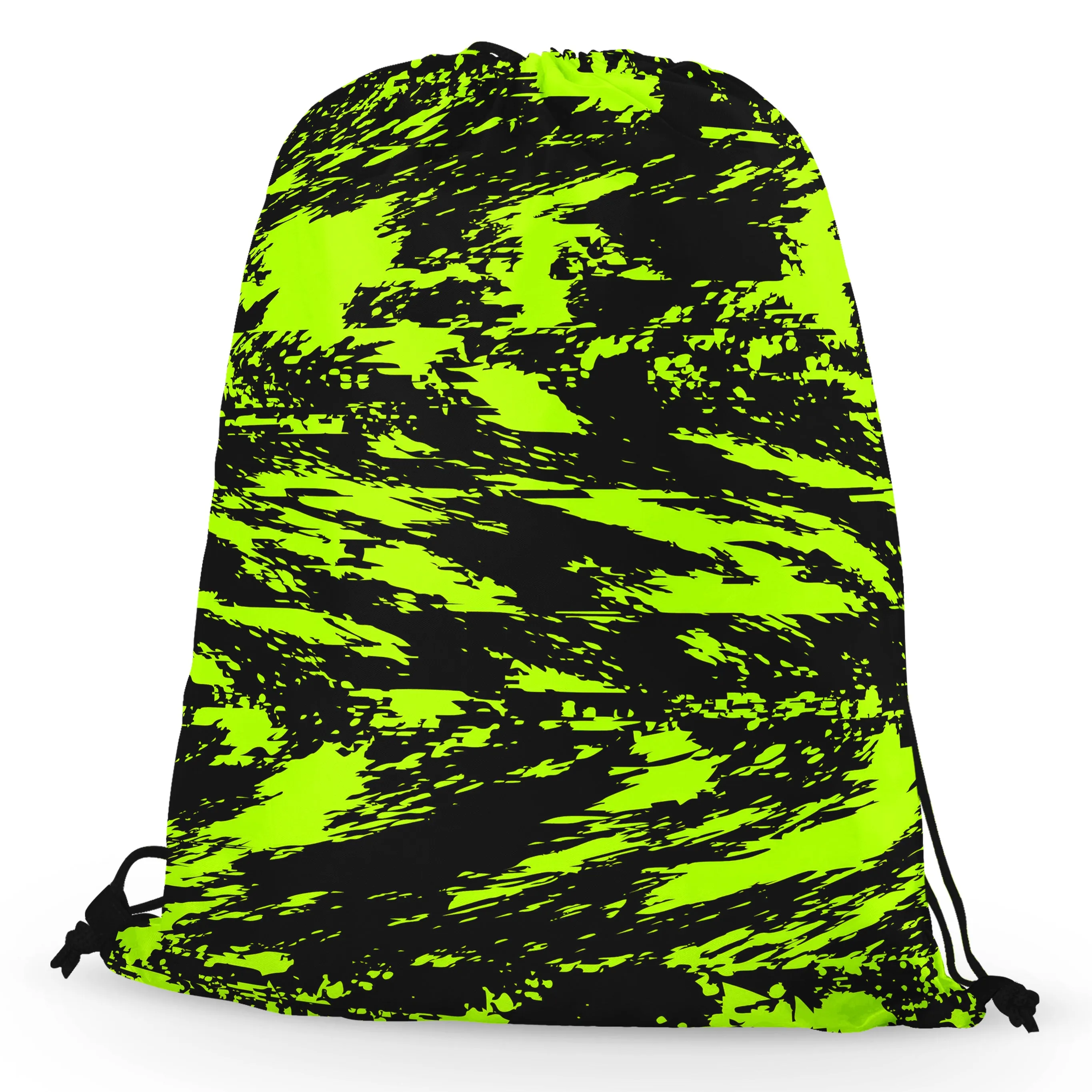 Black Lime Bolt Glitch Drawstring Bag