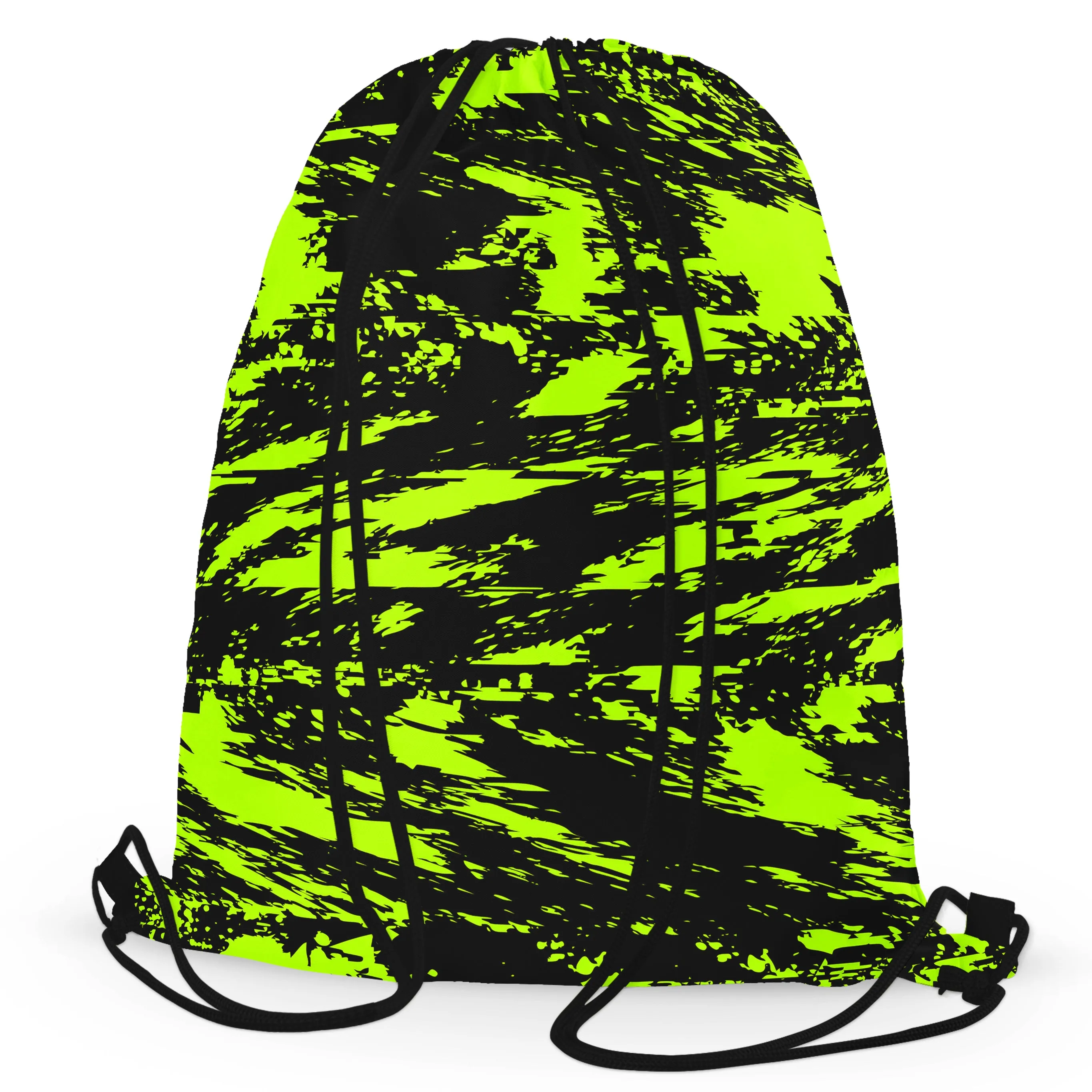 Black Lime Bolt Glitch Drawstring Bag