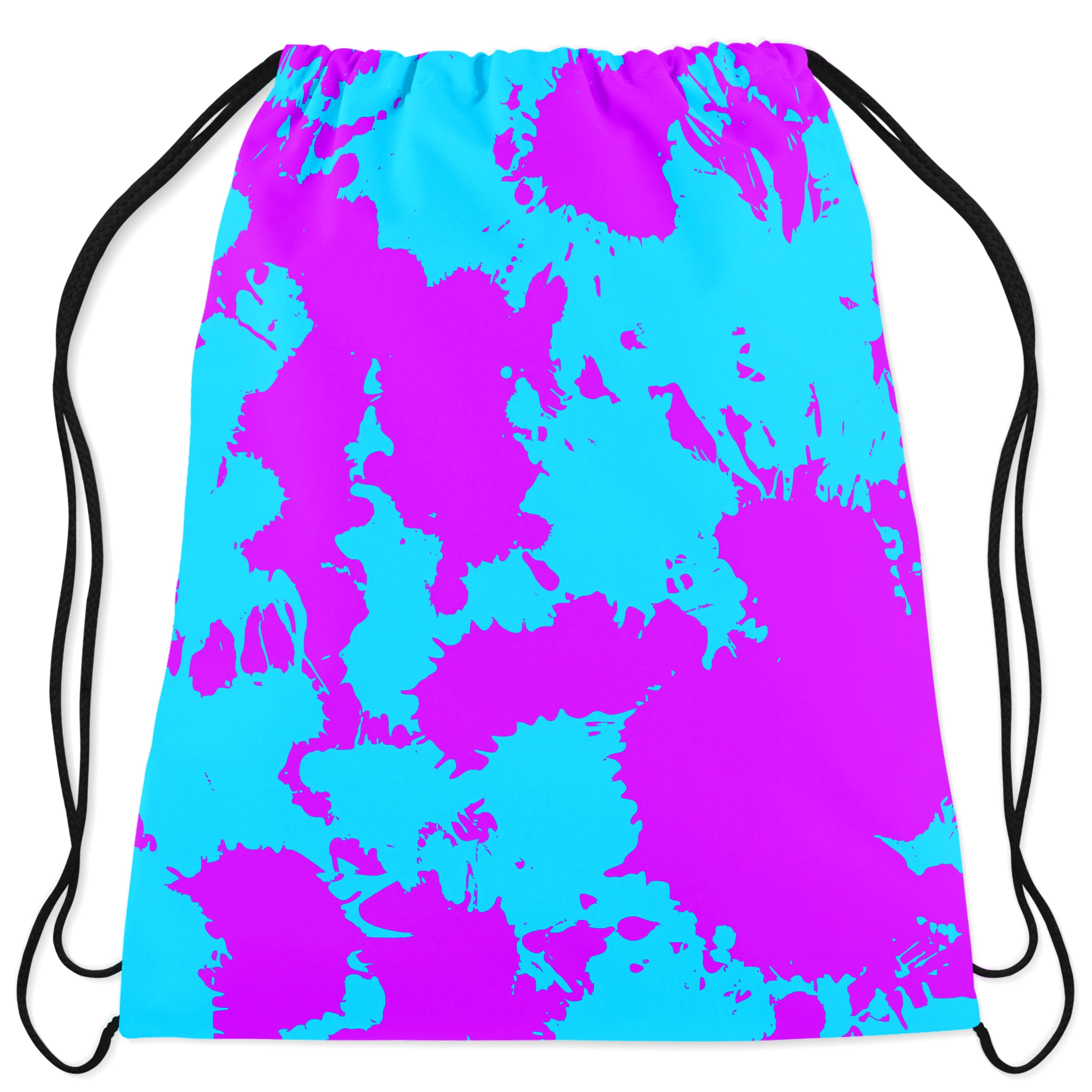 Blue and Purple Paint Splatter Drawstring Bag