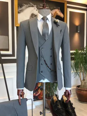 Bojoni Grey Slim-Fit Suit 3-Piece