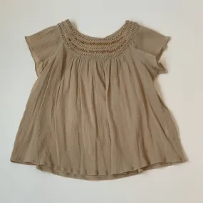 Bonpoint Stone Gauzy Cotton Blouse With Wooden Bead Trim : 6 Years