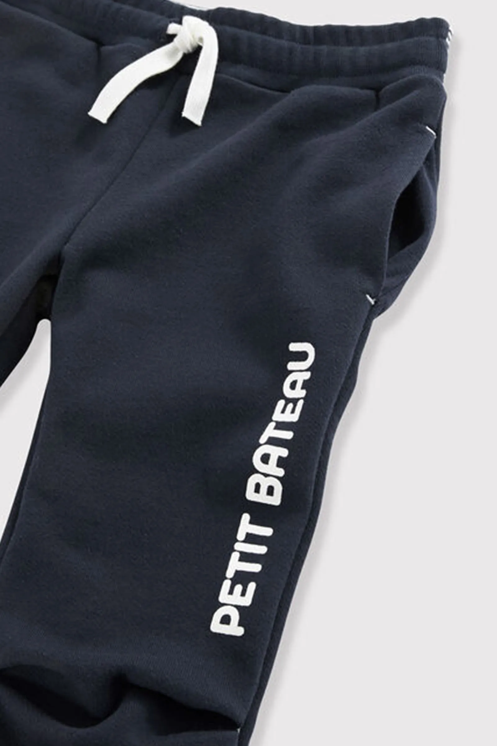 Boy's Navy With Petit Bateau Typography Side Detail Sweatpants