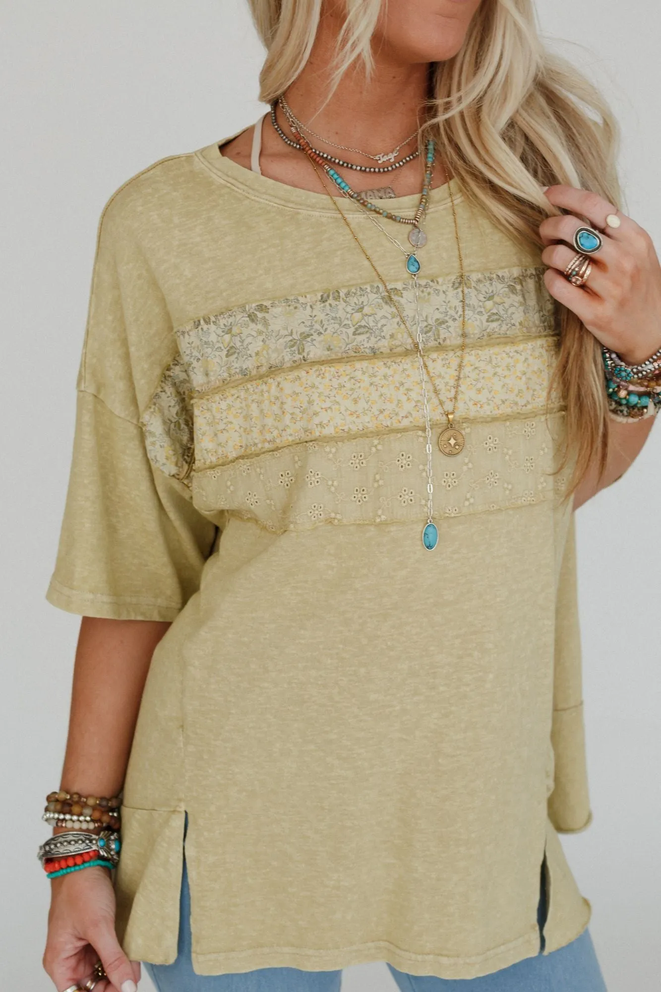 Breezy Blend Paisley Lace Top - Yellow