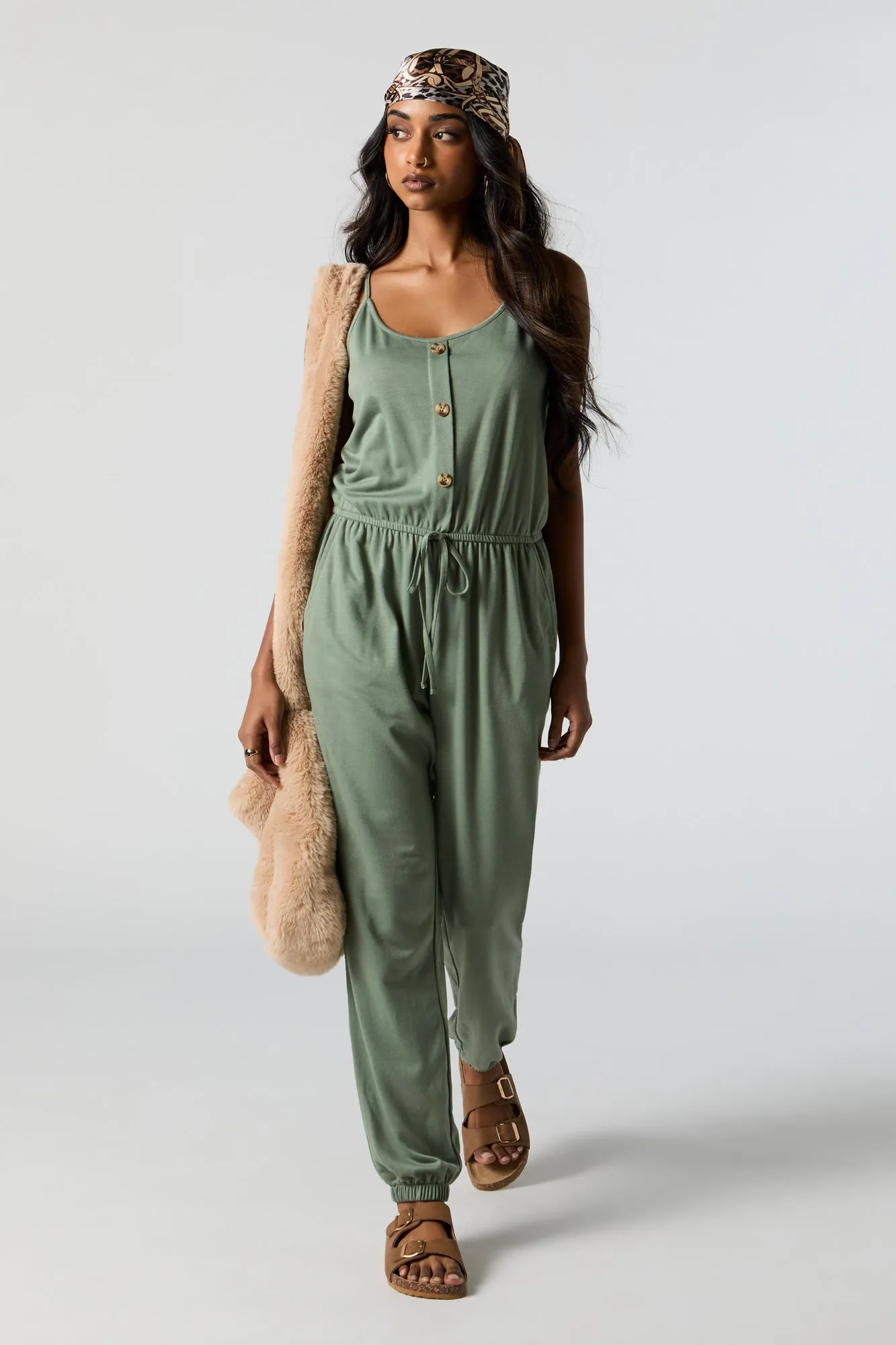 Button-Up Cami Jumpsuit