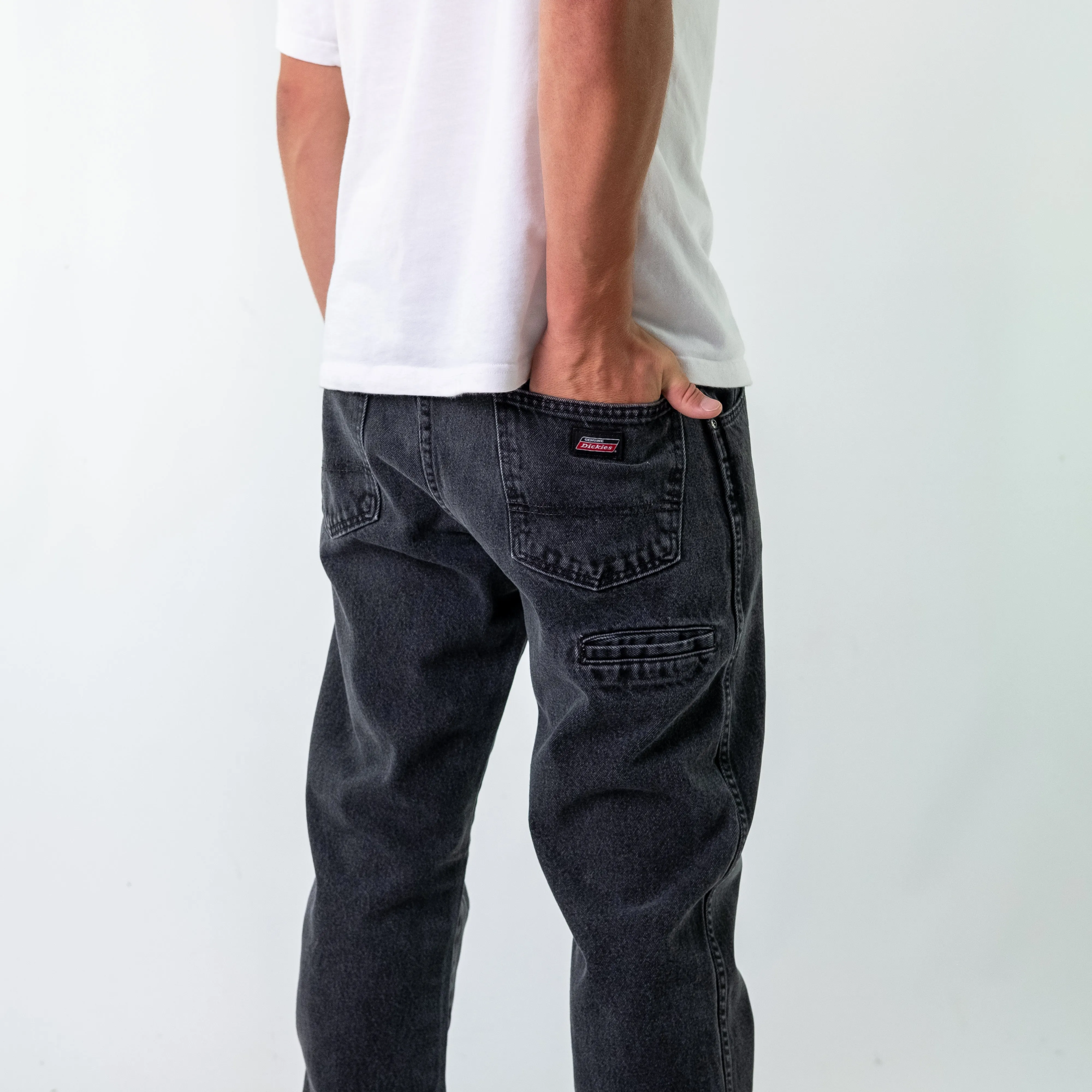 Charcoal Grey 90s Dickies Denim Carpenter Jeans Baggy Pants (36x32)