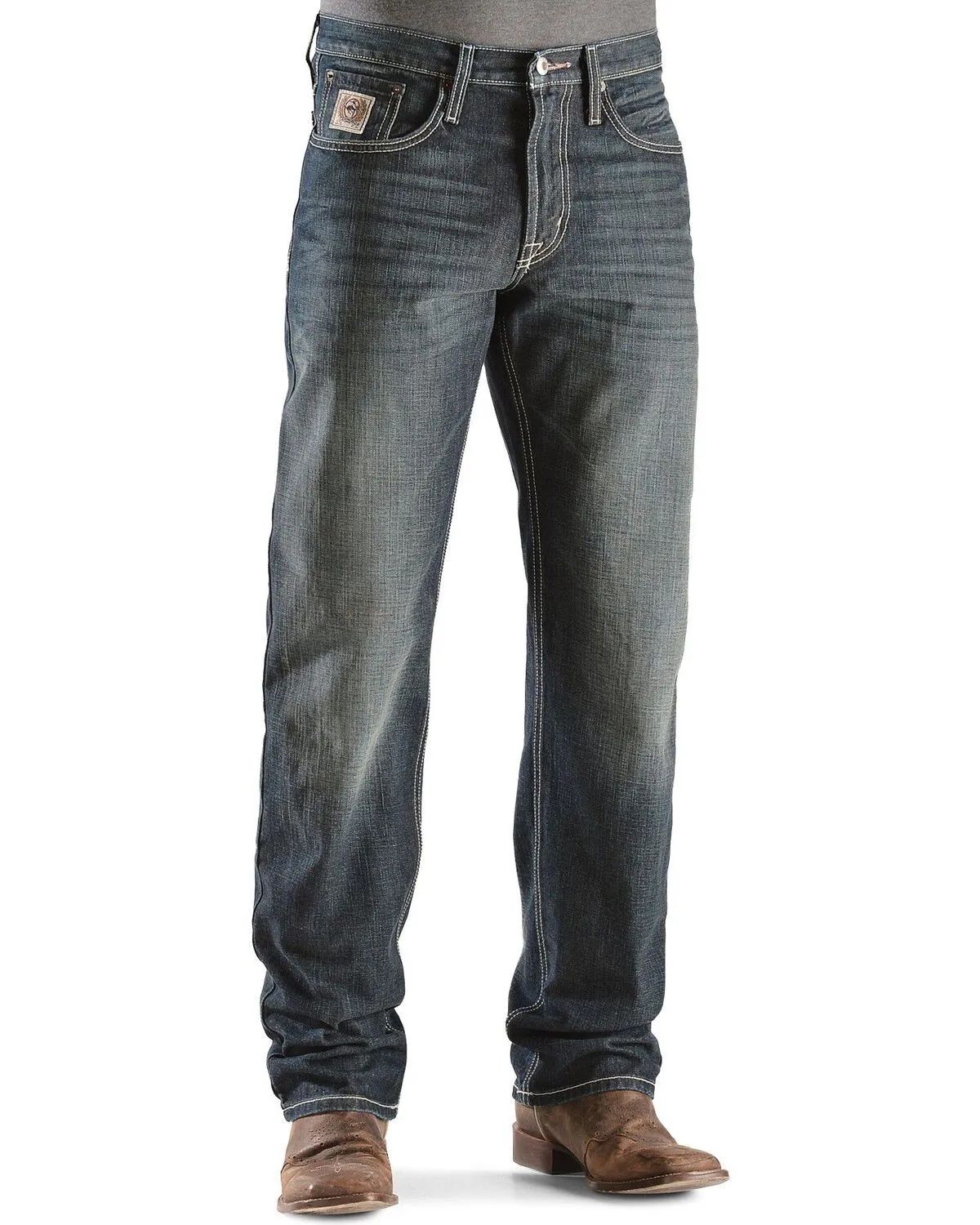 Cinch White Label Relaxed Fit Mid Rise Jeans Dark Stonewash