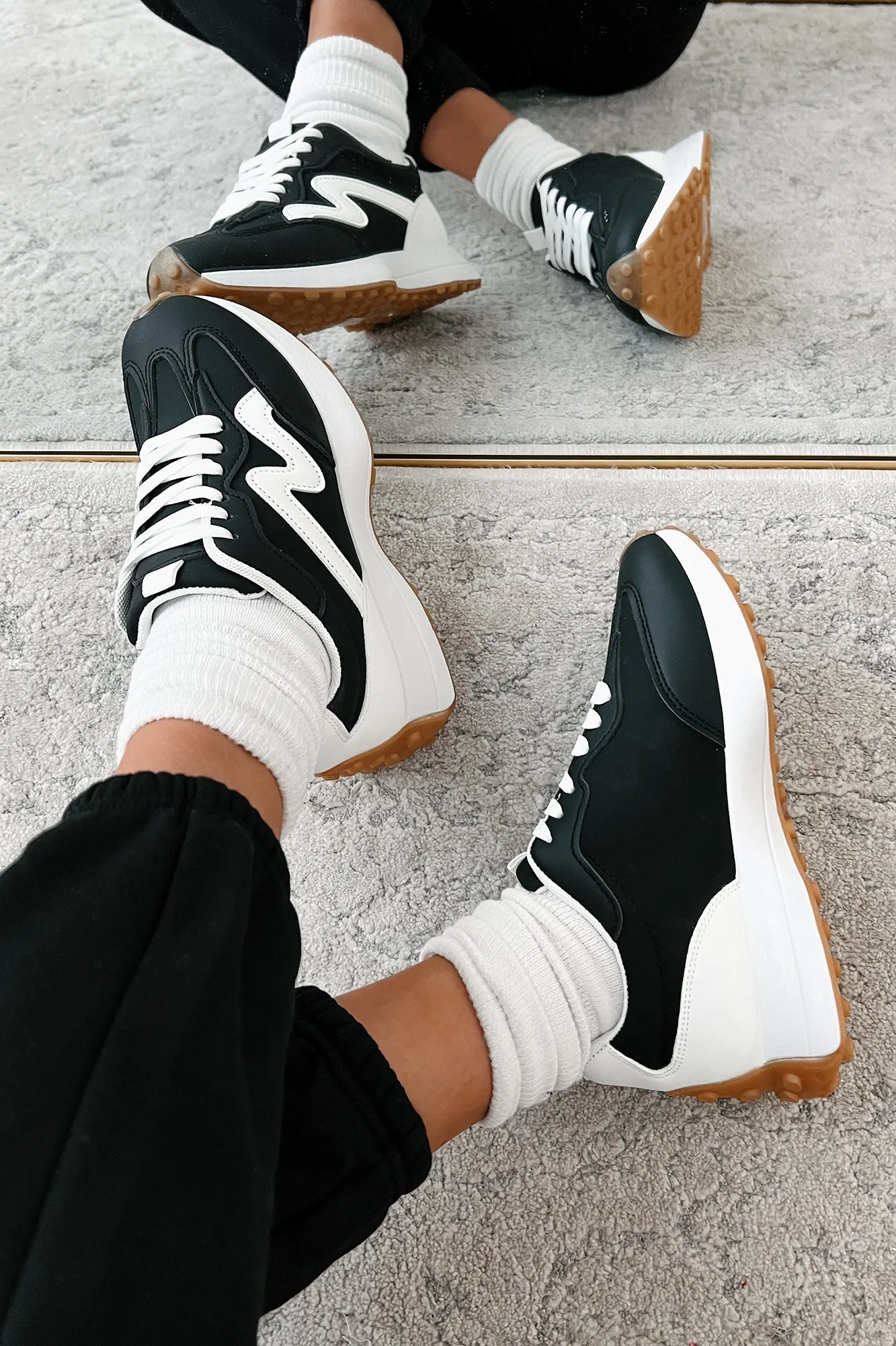 Cole Lace-Up Sneaker (Black/White)