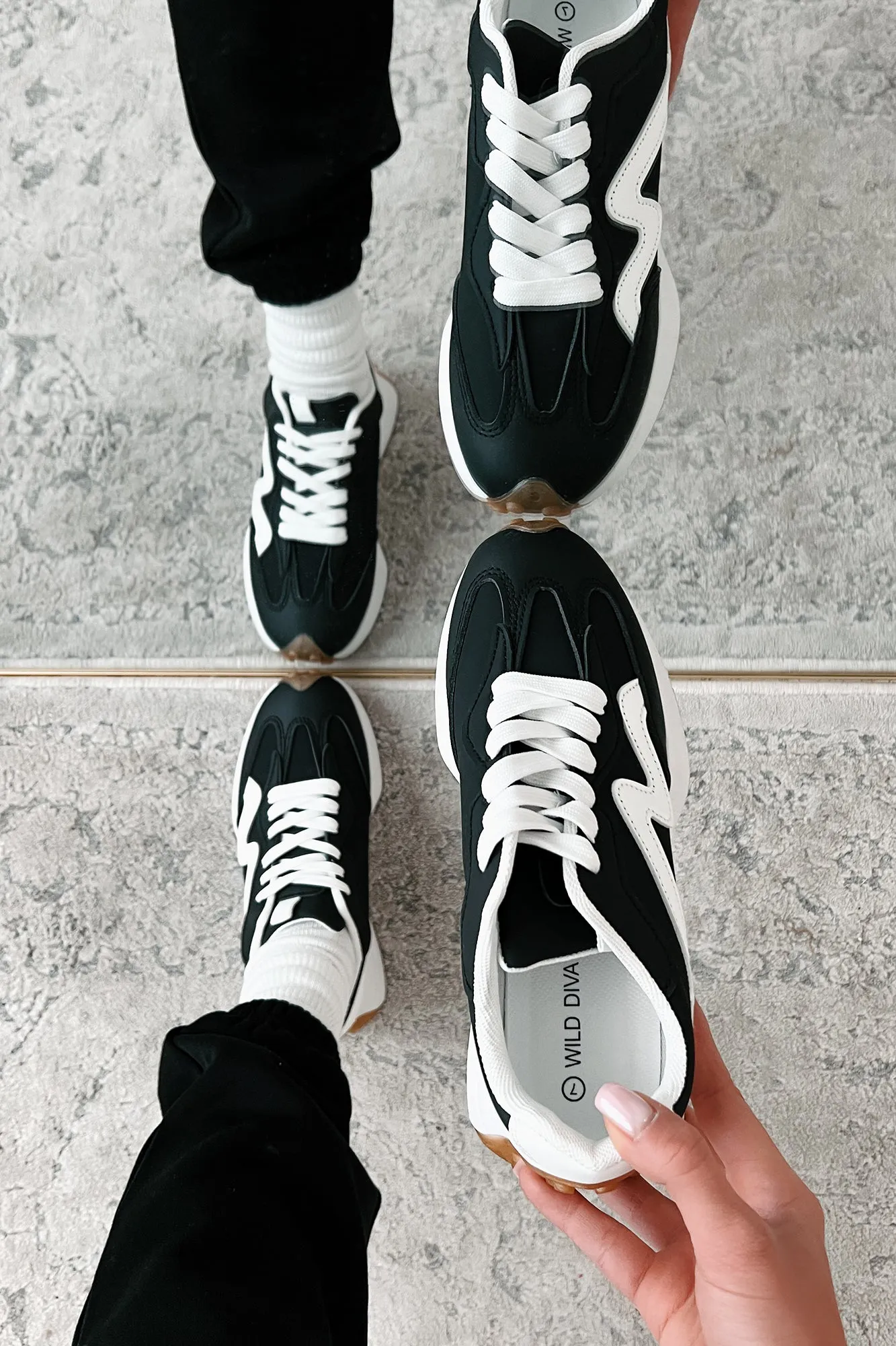 Cole Lace-Up Sneaker (Black/White)