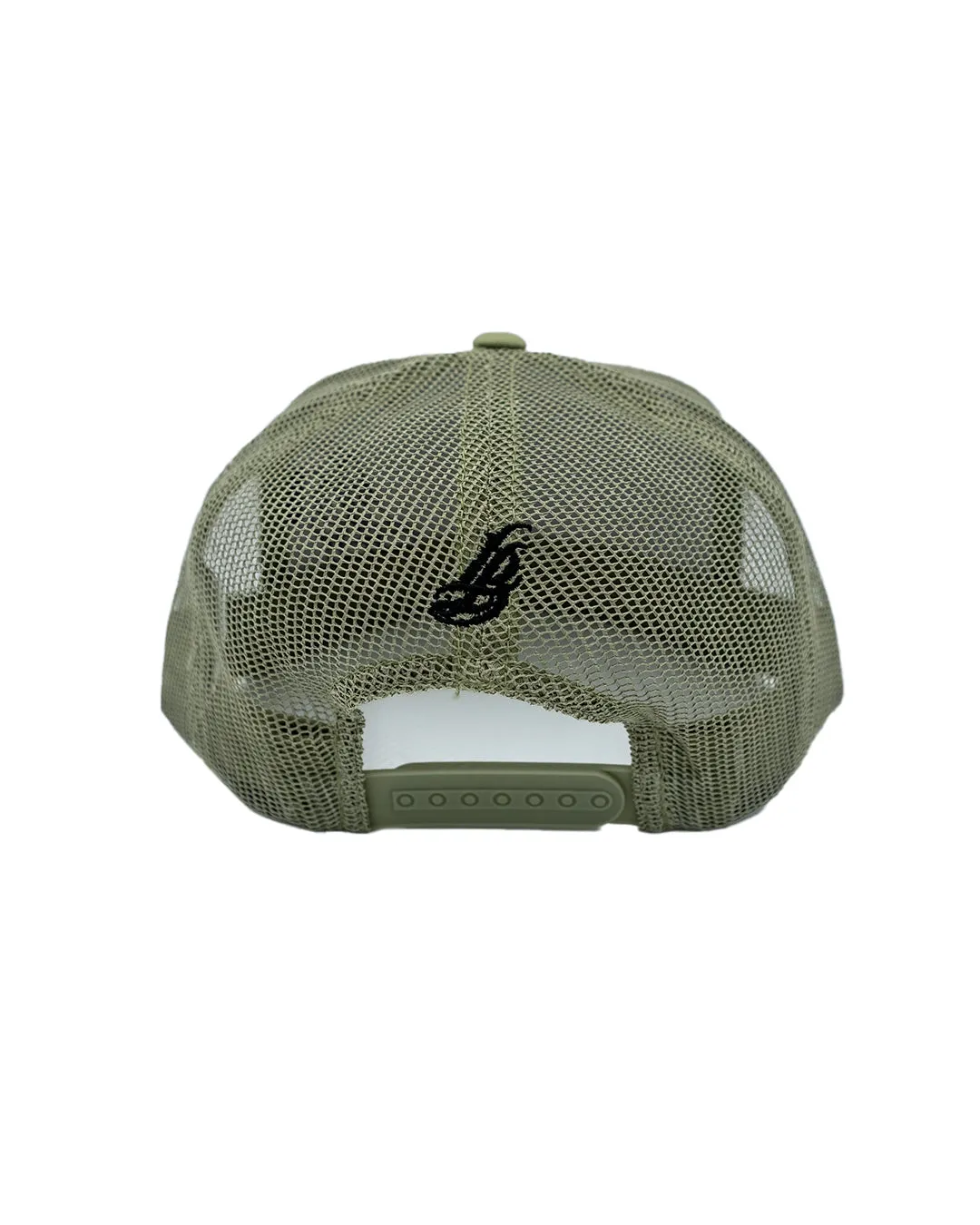 Cursive LB Black on Sage Trucker Hat