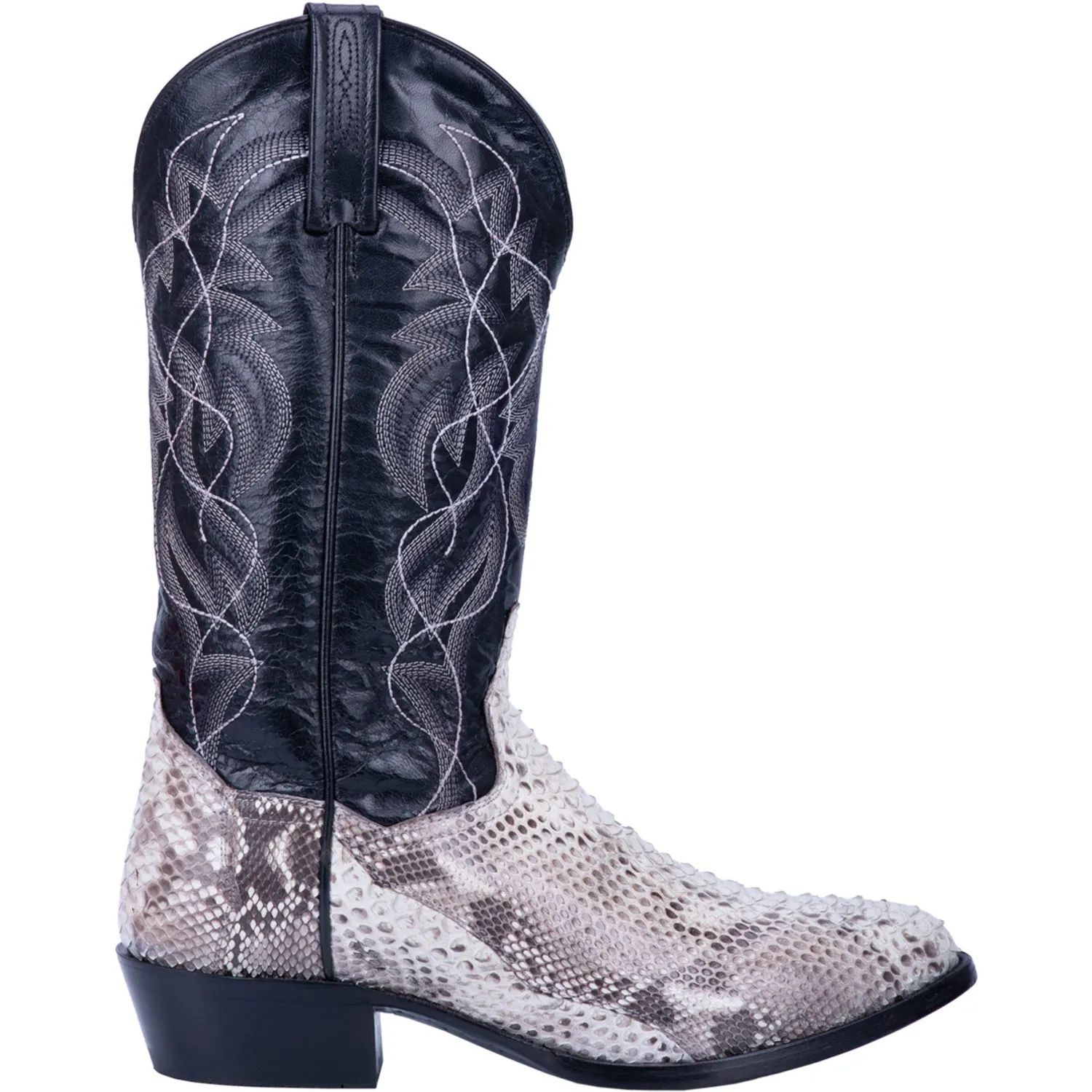 Dan Post Mens Natural/Black Sly 13in Cowboy Boots Snake Skin