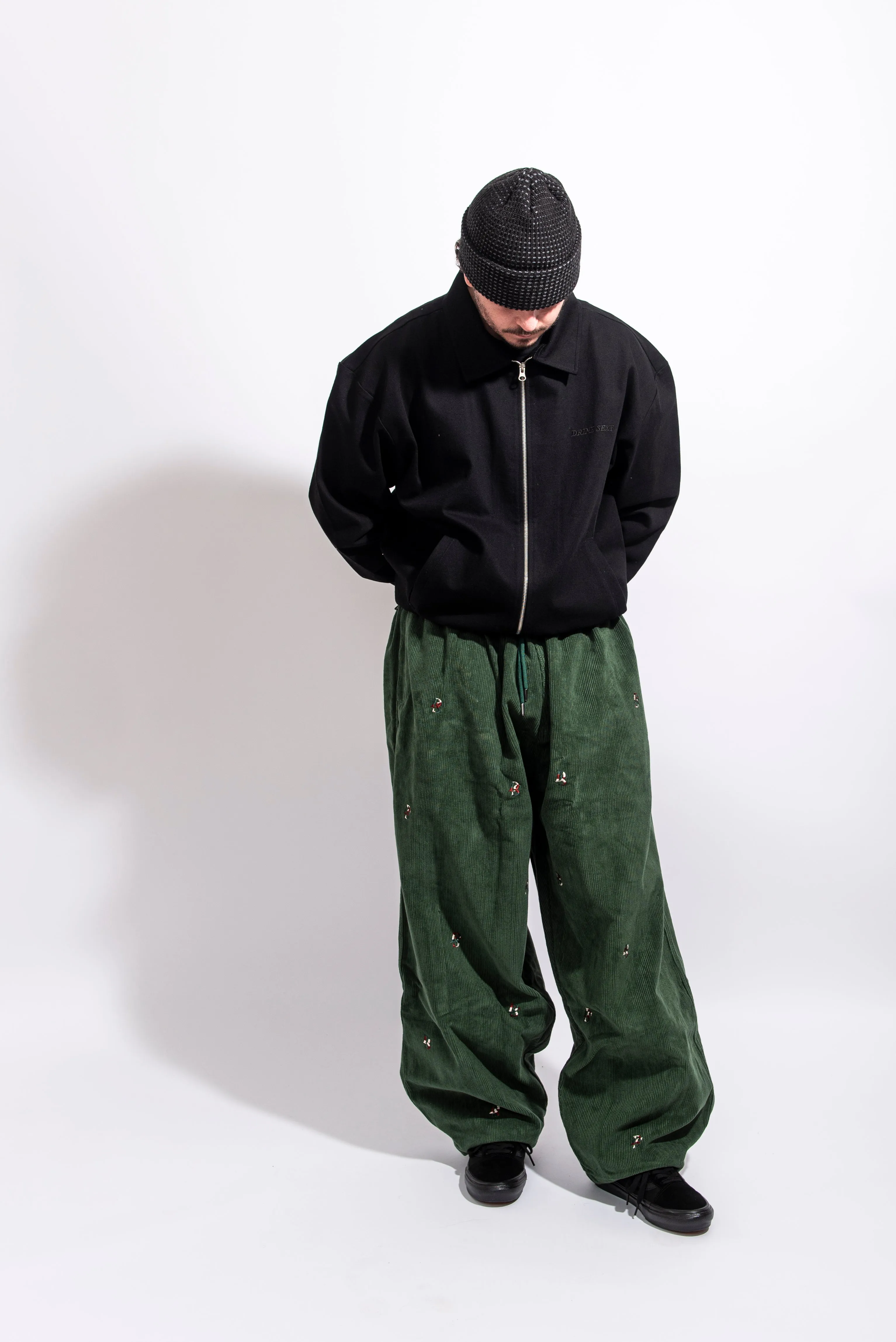 Dark Green Cords Pant ''Overall DS Embroideries''