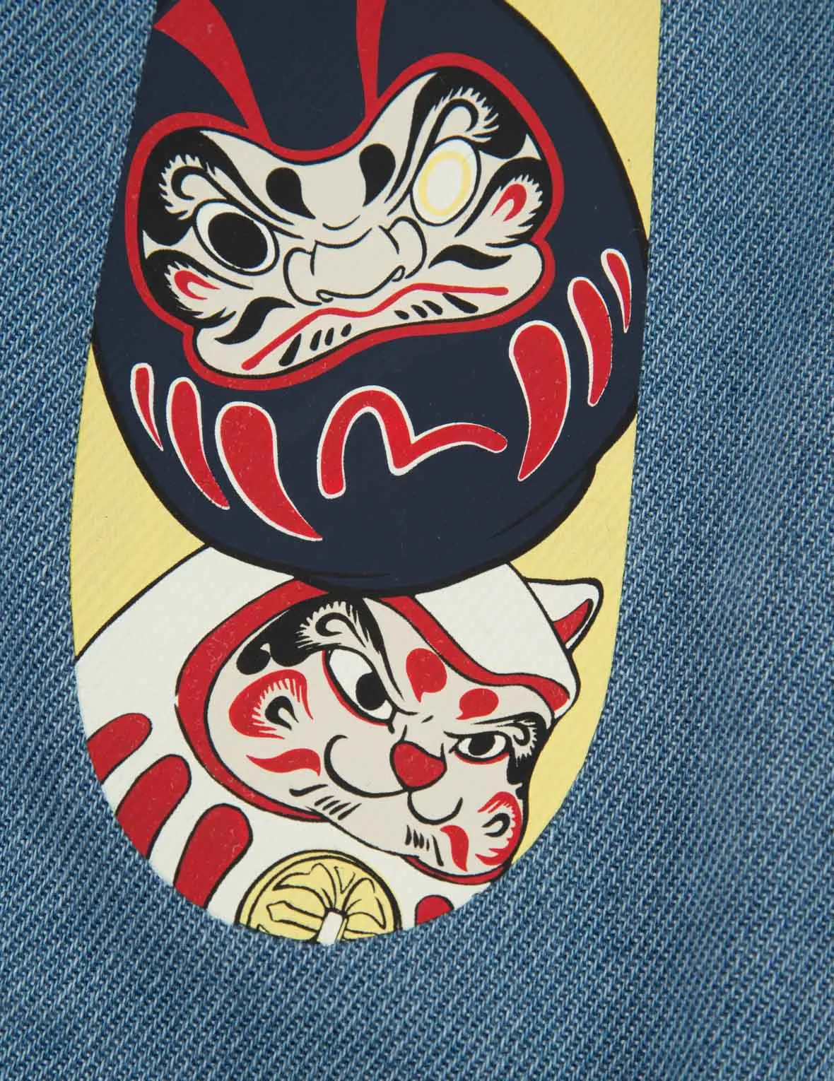 Daruma Buddies Daicock Print Denim Jeans