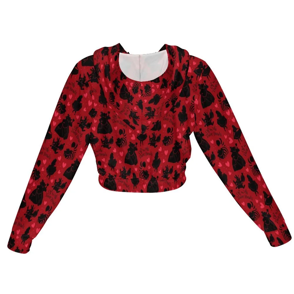 Disney Alice In Wonderland Queen Of Hearts Off With Their Heads Women's Cropped Zipper Jacket