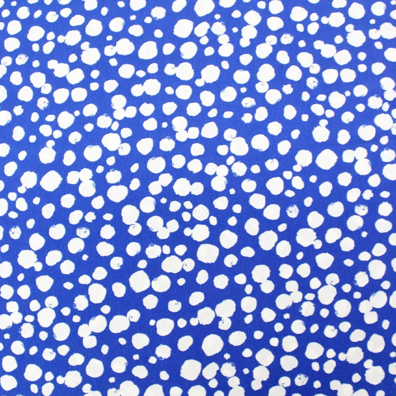 Dressmaking Blue Polyester Drape - White Bubbles