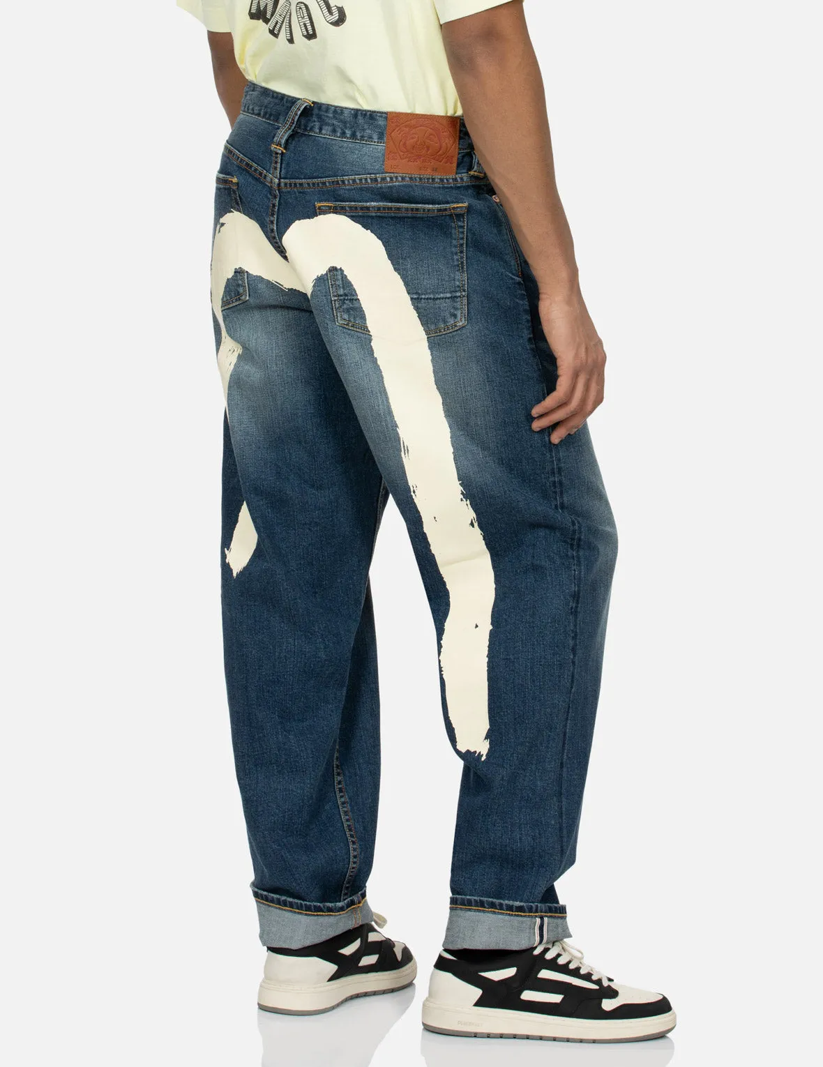 Ecru Brushstroke Daicock Loose Fit Jeans