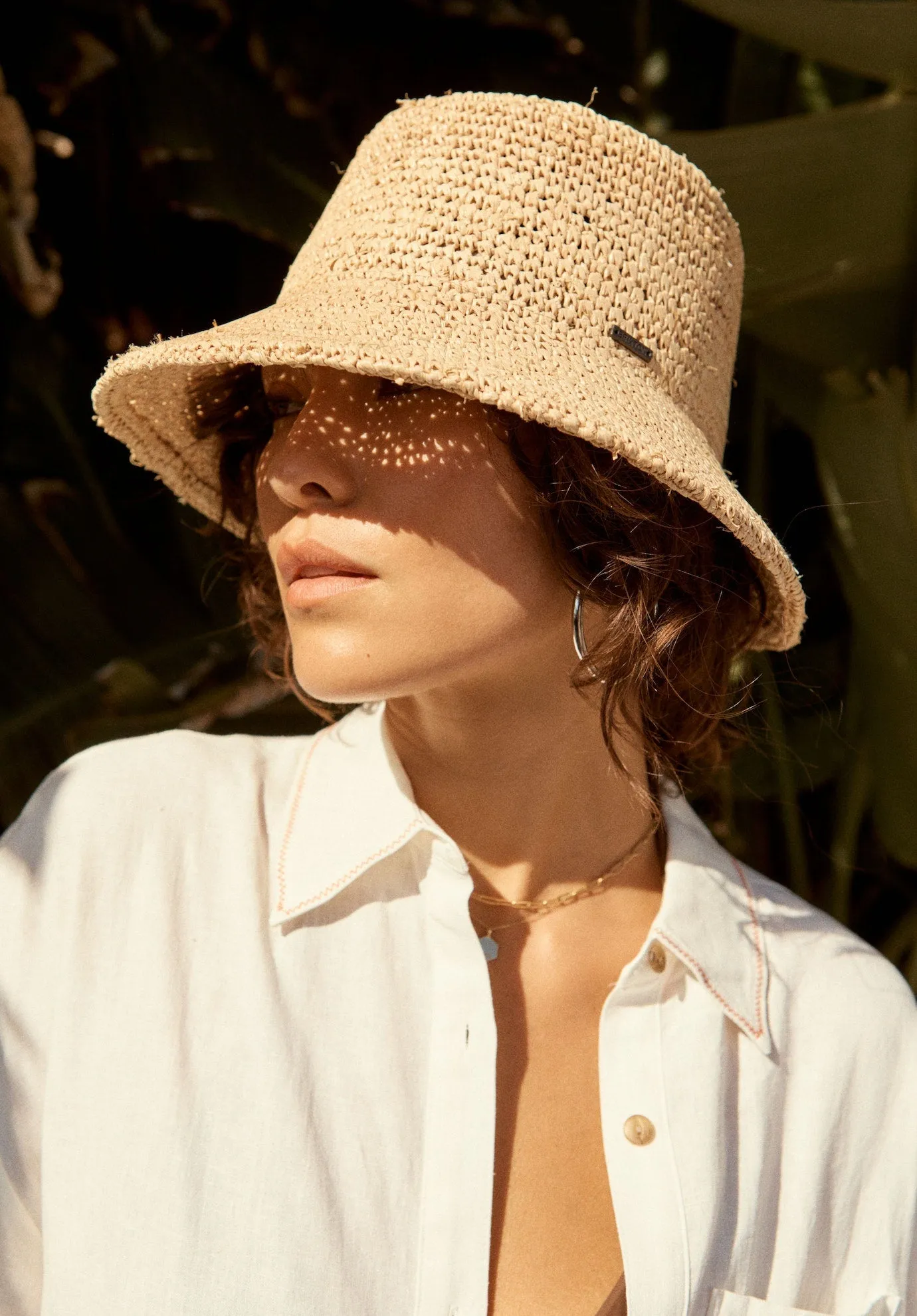 Ellee Straw Bucket Hat - Tan