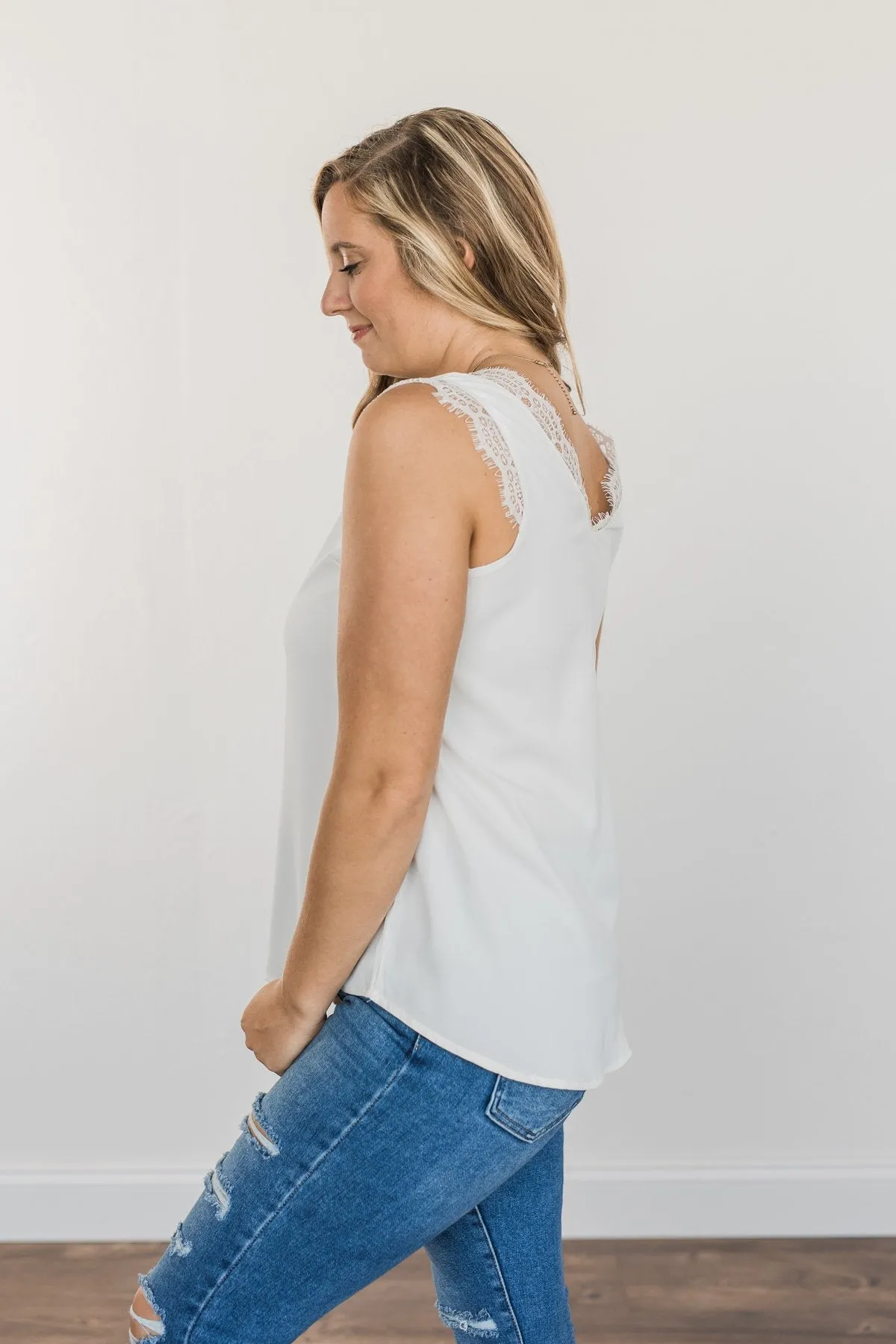 Embrace The Elegance Sleeveless Blouse- Off-White