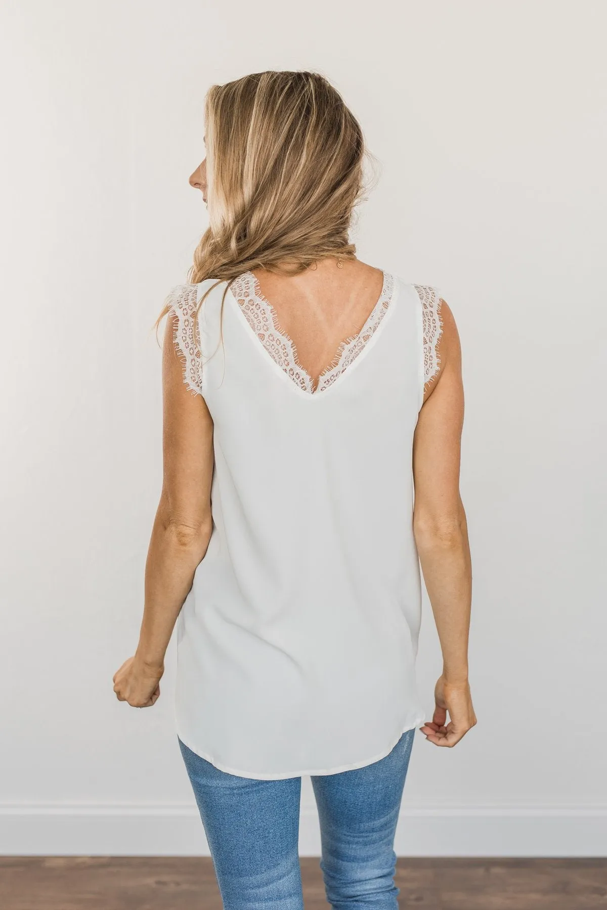 Embrace The Elegance Sleeveless Blouse- Off-White