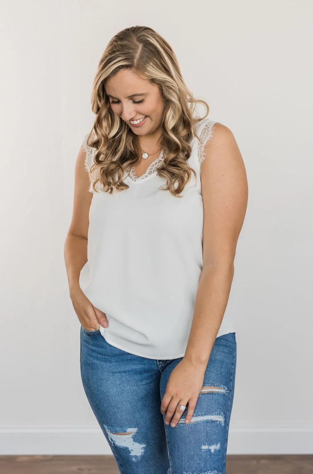 Embrace The Elegance Sleeveless Blouse- Off-White