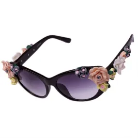 Fashion Women Girl Oversized Oval Rose Floral Sunglasses Spectacles Shades Outdoor Beach Sun Glasses Lunette De Soleil SM6