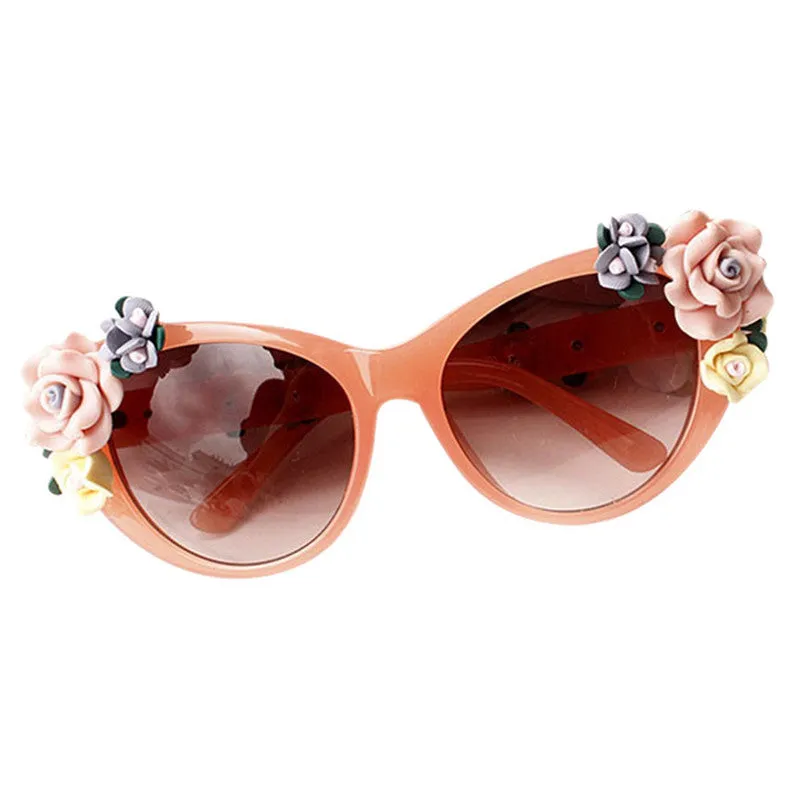 Fashion Women Girl Oversized Oval Rose Floral Sunglasses Spectacles Shades Outdoor Beach Sun Glasses Lunette De Soleil SM6