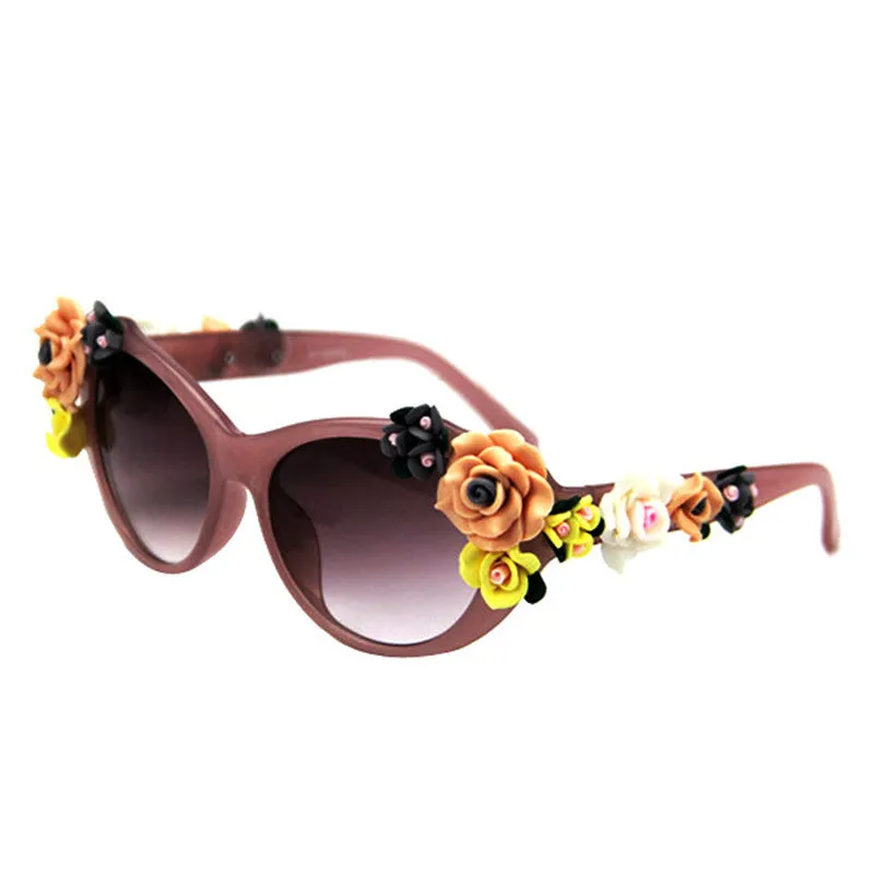 Fashion Women Girl Oversized Oval Rose Floral Sunglasses Spectacles Shades Outdoor Beach Sun Glasses Lunette De Soleil SM6