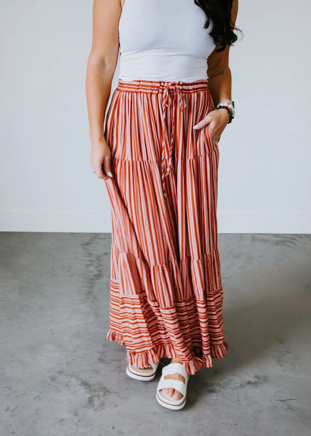 Fine Line Ruffle Wide Leg Pant