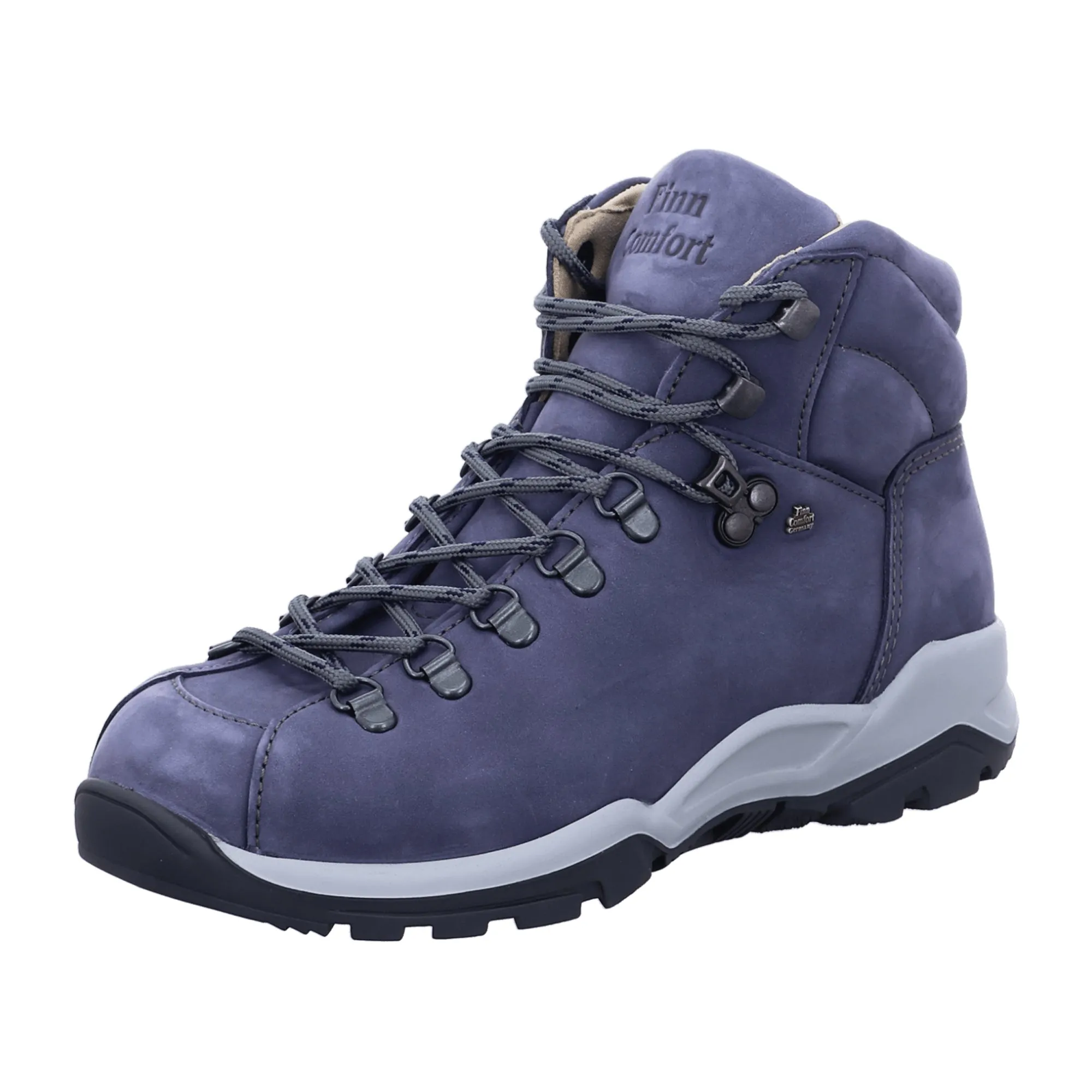 Finn Comfort Garmisch Women's Hiking Boots - Marine Blue Nubuck Leather, Orthopedic Support