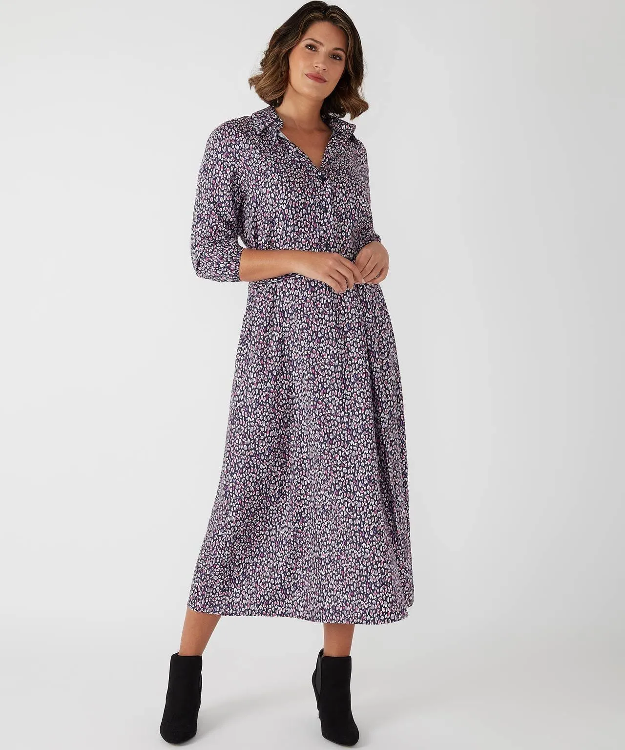 First Avenue Print Midi Shirt Dress