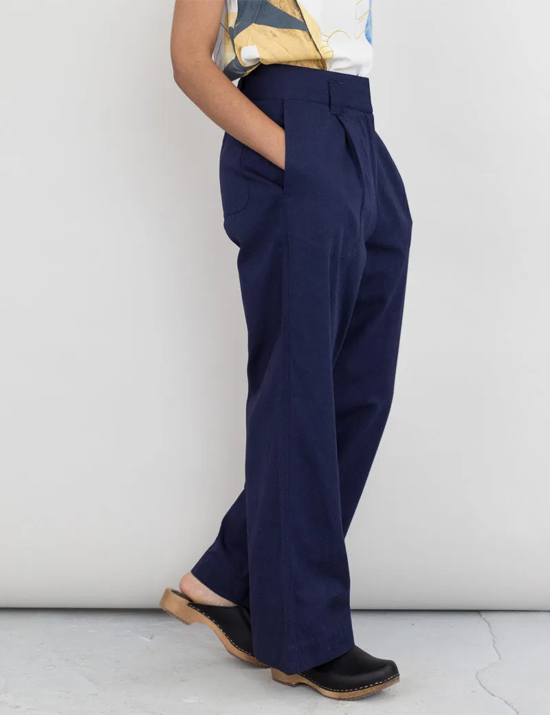 Folk Pleated Pant Blue