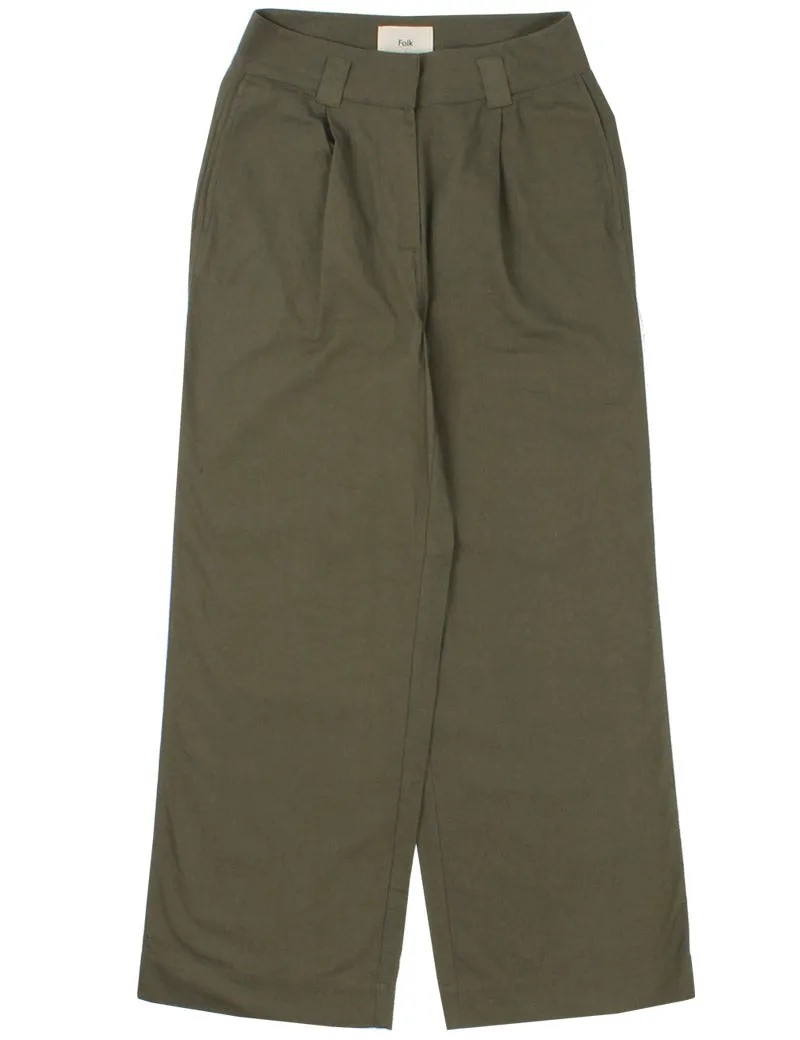 Folk Pleated Pant Olive