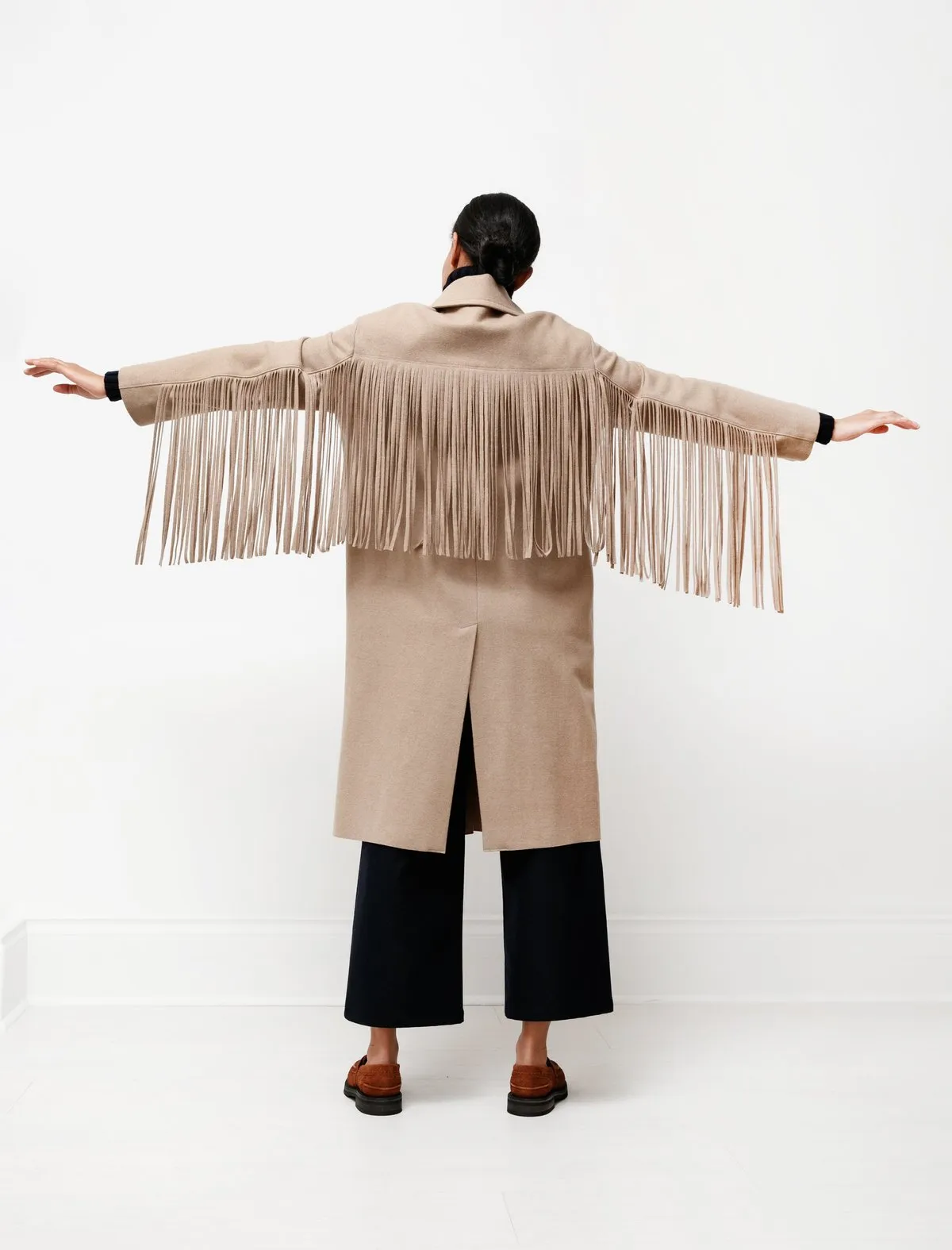 Fringe Coat - Taupe