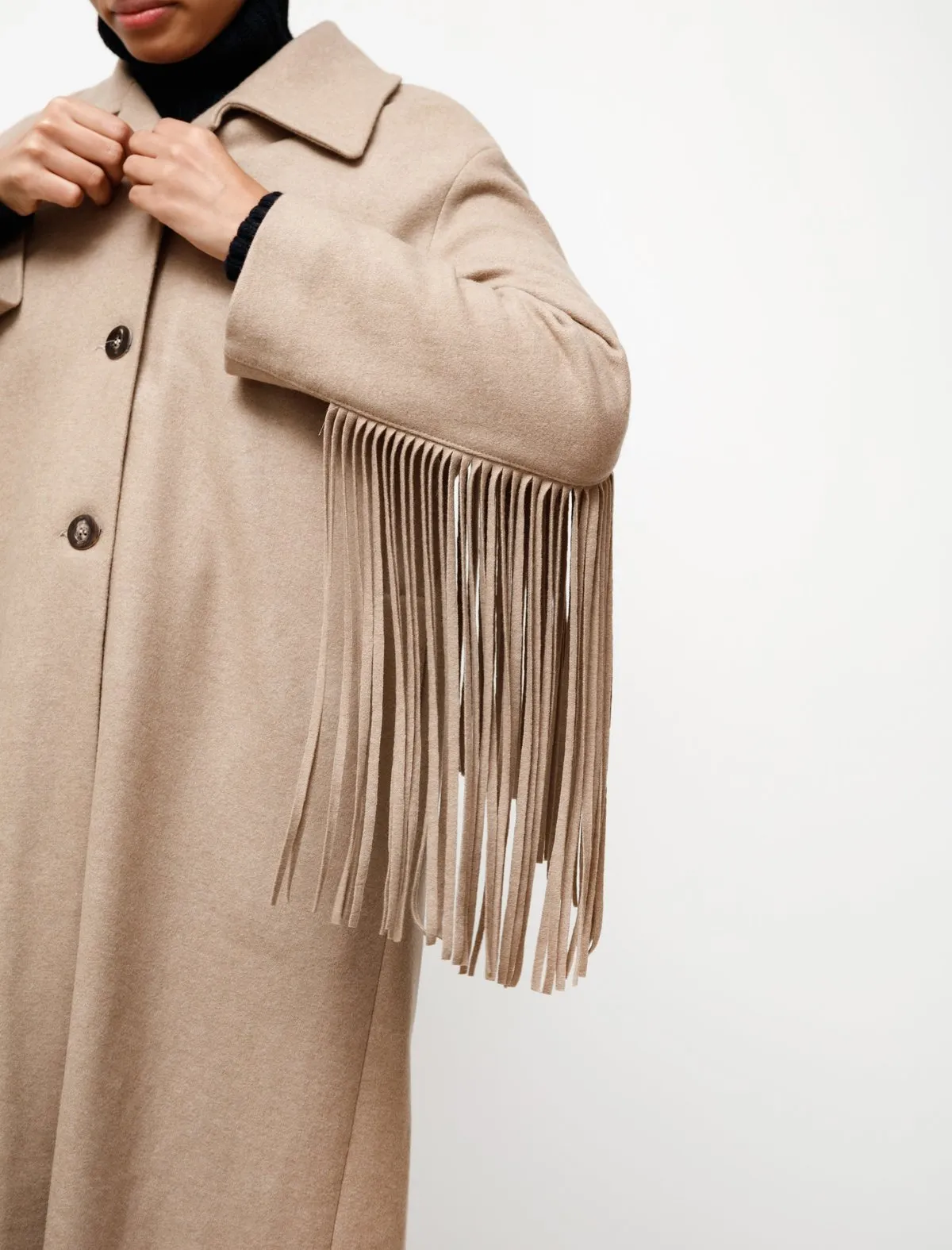 Fringe Coat - Taupe