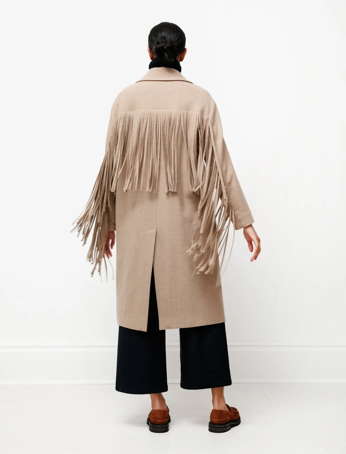 Fringe Coat - Taupe