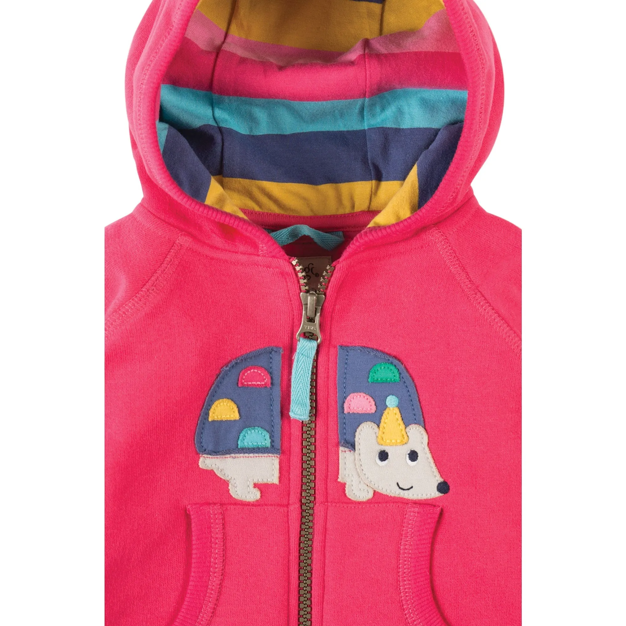 Frugi Organic Cotton Hayle Raspberry Hedgehog Print Hoody