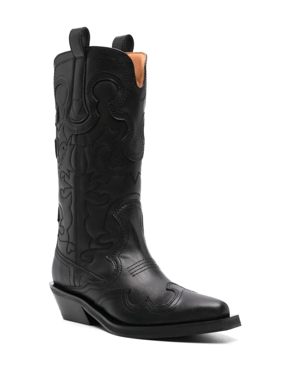 GANNI    Ganni Mid Shaft Embroidered Western Boot