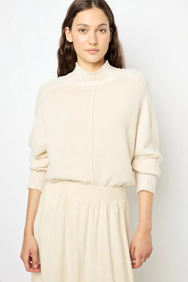 Gerard Darel JAINA ECRU WOOL STAND UP COLLAR SWEATER