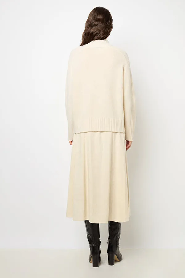 Gerard Darel JAINA ECRU WOOL STAND UP COLLAR SWEATER