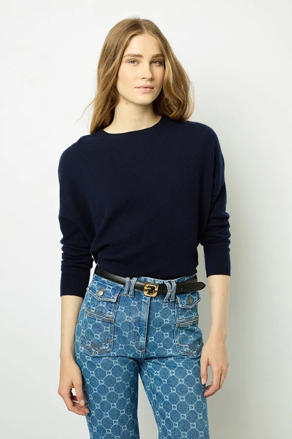 Gerard Darel JAZMINE BLUE LOOSE CASHMERE ROUND NECK SWEATER